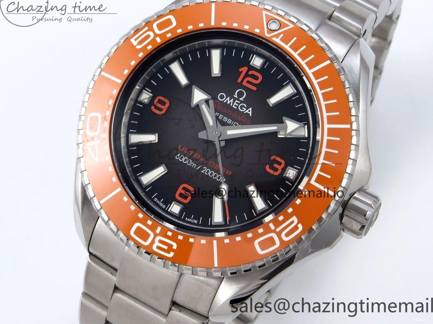 0408 Seamaster 6000M Ultra Deep SS VRF 1:1 Best Edition Gray Dial Orange Bezel on SS Bracelet A8912 Super Clone NewStyle 7687